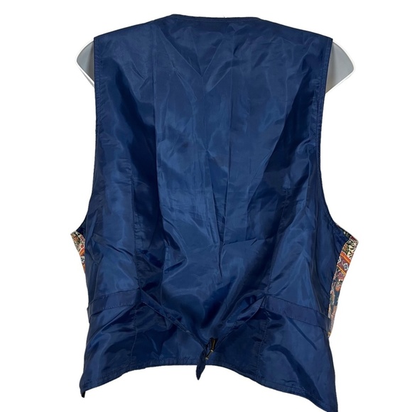 Liz Wear Claiborne Vintage Floral Paisley Blue Vest 100% Cotton Button Down sz L - Picture 11 of 16